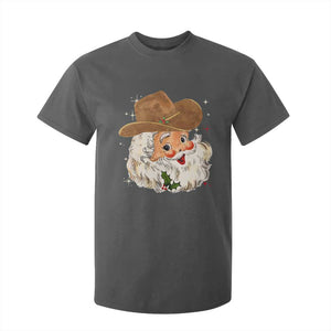 Christmas Cowboy T Shirt For Kid Santa Claus Vintage 90s Western Country Music Outfit TS10 Dark Heather Print Your Wear