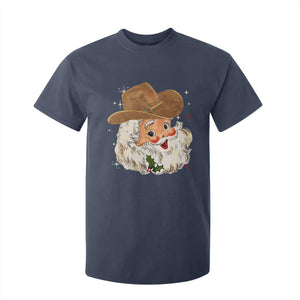 Christmas Cowboy T Shirt For Kid Santa Claus Vintage 90s Western Country Music Outfit TS10 Navy Print Your Wear