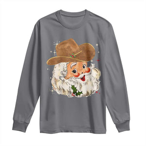 Christmas Cowboy Long Sleeve Shirt Santa Claus Vintage 90s Western Country Music Outfit TS10 Charcoal Print Your Wear