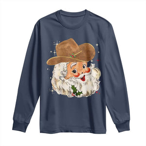 Christmas Cowboy Long Sleeve Shirt Santa Claus Vintage 90s Western Country Music Outfit TS10 Navy Print Your Wear