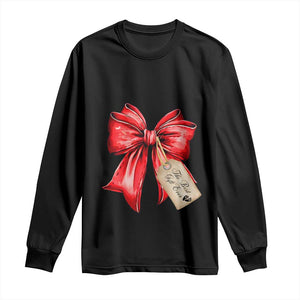 Christmas Pregnancy Announcement Long Sleeve Shirt Coquette Bow Xmas Maternity Gift TS10 Black Print Your Wear