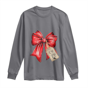 Christmas Pregnancy Announcement Long Sleeve Shirt Coquette Bow Xmas Maternity Gift TS10 Charcoal Print Your Wear