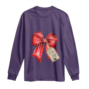 Christmas Pregnancy Announcement Long Sleeve Shirt Coquette Bow Xmas Maternity Gift TS10 Purple Print Your Wear