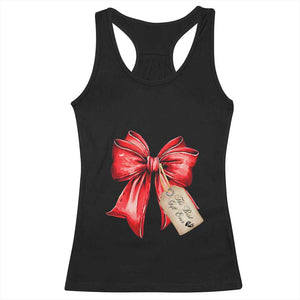 Christmas Pregnancy Announcement Racerback Tank Top Coquette Bow Xmas Maternity Gift TS10 Black Print Your Wear