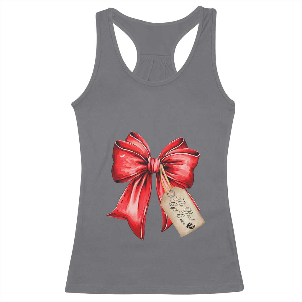 Christmas Pregnancy Announcement Racerback Tank Top Coquette Bow Xmas Maternity Gift TS10 Charcoal Print Your Wear