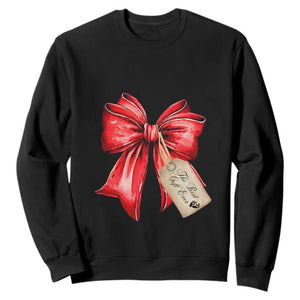 Christmas Pregnancy Announcement Sweatshirt Coquette Bow Xmas Maternity Gift TS10 Black Print Your Wear