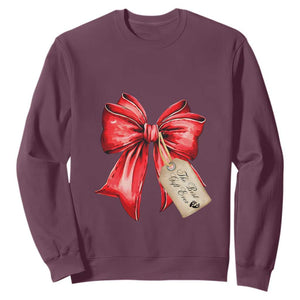 Christmas Pregnancy Announcement Sweatshirt Coquette Bow Xmas Maternity Gift TS10 Maroon Print Your Wear