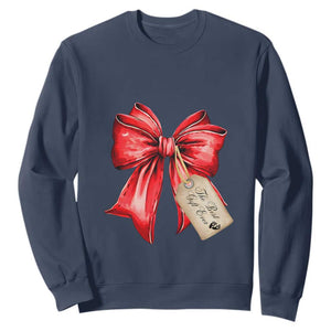 Christmas Pregnancy Announcement Sweatshirt Coquette Bow Xmas Maternity Gift TS10 Navy Print Your Wear
