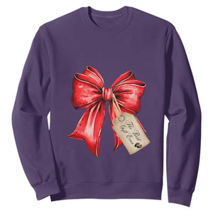Christmas Pregnancy Announcement Sweatshirt Coquette Bow Xmas Maternity Gift TS10 Purple Print Your Wear