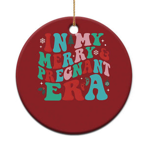 Pregnancy Announcement Christmas Ornament Merry & Pregnant Era Cute Groovy Christmas Holiday Xmas TS10 Print Your Wear