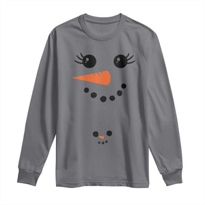 Christmas Pregnancy Announcement Long Sleeve Shirt Snowman Face Xmas Maternity Gift TS10 Charcoal Print Your Wear