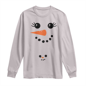 Christmas Pregnancy Announcement Long Sleeve Shirt Snowman Face Xmas Maternity Gift TS10 Ice Gray Print Your Wear