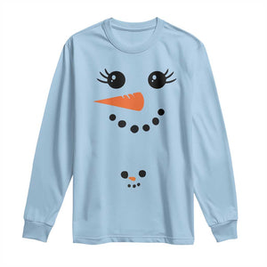 Christmas Pregnancy Announcement Long Sleeve Shirt Snowman Face Xmas Maternity Gift TS10 Light Blue Print Your Wear