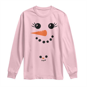 Christmas Pregnancy Announcement Long Sleeve Shirt Snowman Face Xmas Maternity Gift TS10 Light Pink Print Your Wear