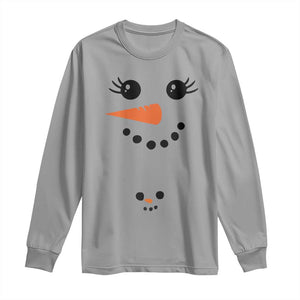 Christmas Pregnancy Announcement Long Sleeve Shirt Snowman Face Xmas Maternity Gift TS10 Sport Gray Print Your Wear