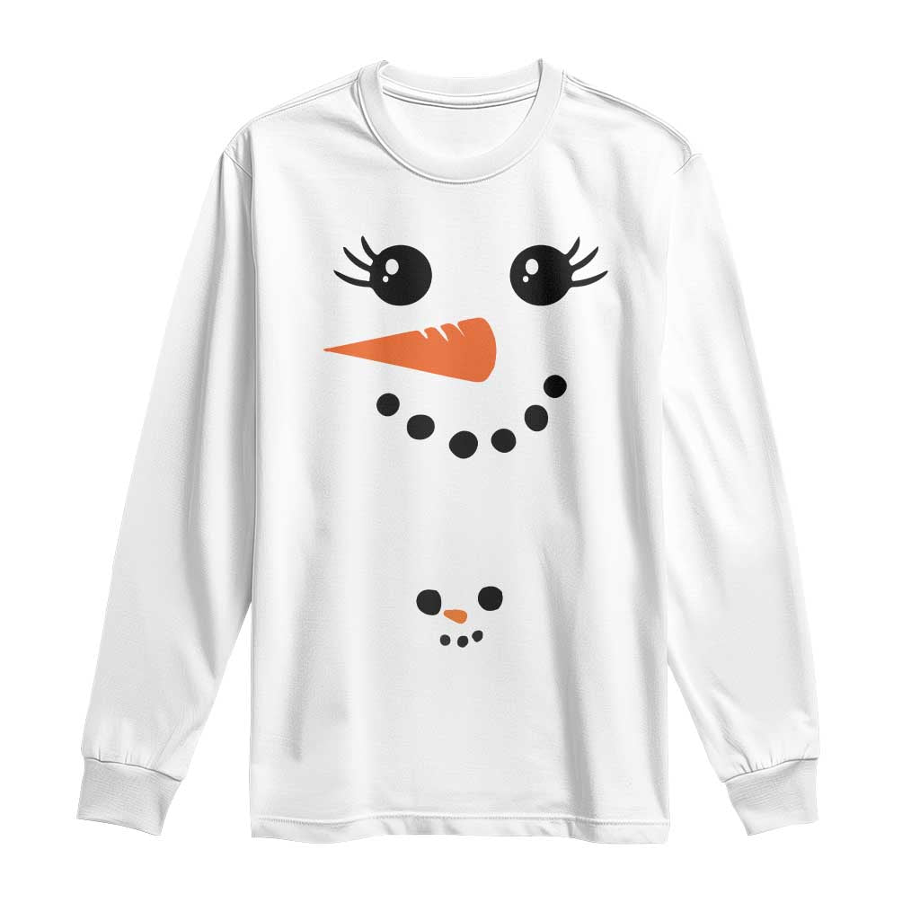 Christmas Pregnancy Announcement Long Sleeve Shirt Snowman Face Xmas Maternity Gift TS10 White Print Your Wear