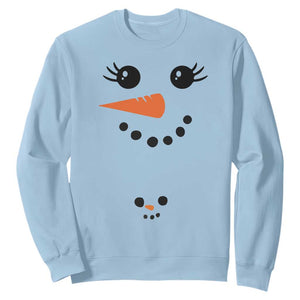 Christmas Pregnancy Announcement Sweatshirt Snowman Face Xmas Maternity Gift TS10 Light Blue Print Your Wear