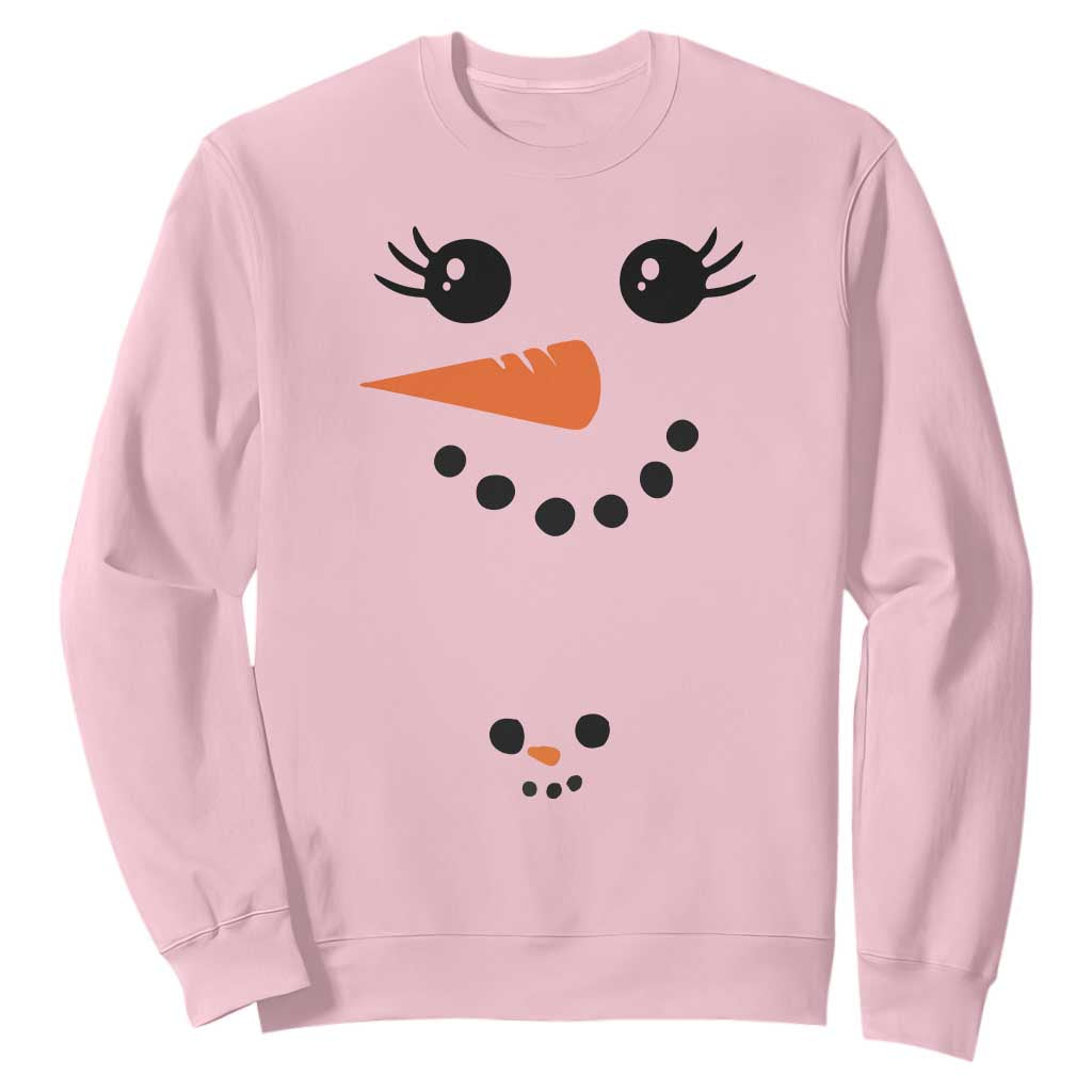 Christmas Pregnancy Announcement Sweatshirt Snowman Face Xmas Maternity Gift TS10 Light Pink Print Your Wear