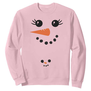 Christmas Pregnancy Announcement Sweatshirt Snowman Face Xmas Maternity Gift TS10 Light Pink Print Your Wear