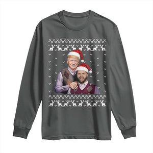 Christmas Trump Vance 2024 Long Sleeve Shirt Brothers Funny Parody Trump J.D. Vance Bros Ugly Xmas TS10 Dark Heather Print Your Wear