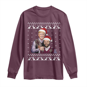 Christmas Trump Vance 2024 Long Sleeve Shirt Brothers Funny Parody Trump J.D. Vance Bros Ugly Xmas TS10 Maroon Print Your Wear