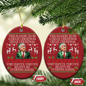 Funny Trump Christmas Ornament Make Christmas Great Again Ugly Christmas Sweater TS10 Oval Red Print Your Wear