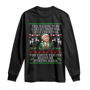 Funny Christmas Trump Long Sleeve Shirt Make Christmas Great Again Ugly Christmas Sweater TS10 Black Print Your Wear