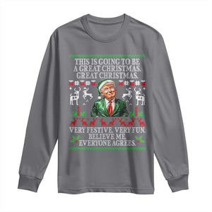 Funny Christmas Trump Long Sleeve Shirt Make Christmas Great Again Ugly Christmas Sweater TS10 Charcoal Print Your Wear