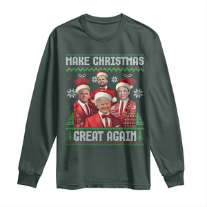 Christmas Trump Vance Long Sleeve Shirt Make Christmas Great Again Ugly Christmas Sweater TS10 Dark Forest Green Print Your Wear