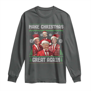 Christmas Trump Vance Long Sleeve Shirt Make Christmas Great Again Ugly Christmas Sweater TS10 Dark Heather Print Your Wear