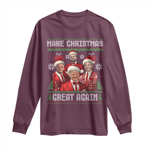 Christmas Trump Vance Long Sleeve Shirt Make Christmas Great Again Ugly Christmas Sweater TS10 Maroon Print Your Wear