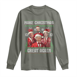 Christmas Trump Vance Long Sleeve Shirt Make Christmas Great Again Ugly Christmas Sweater TS10 Military Green Print Your Wear