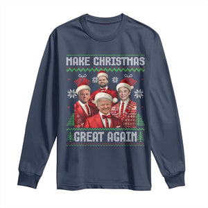 Christmas Trump Vance Long Sleeve Shirt Make Christmas Great Again Ugly Christmas Sweater TS10 Navy Print Your Wear