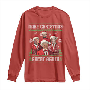 Christmas Trump Vance Long Sleeve Shirt Make Christmas Great Again Ugly Christmas Sweater TS10 Red Print Your Wear