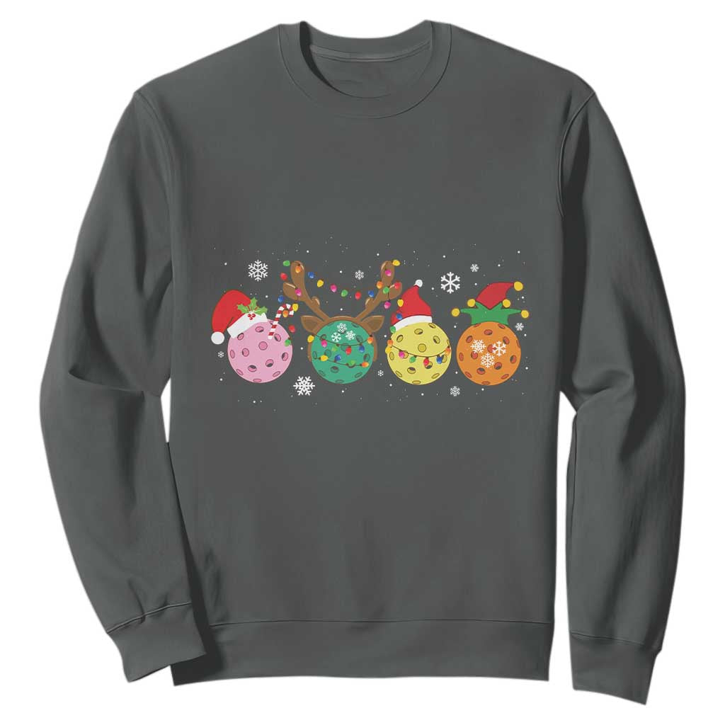 Funny Pickleball Lover Christmas Sweatshirt TS10 Dark Heather Print Your Wear