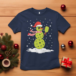Pickleball Christmas T Shirt Santa Hat Snowman Xmas TS10 Navy Print Your Wear