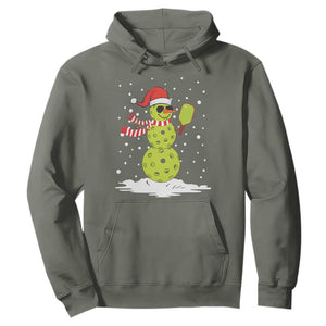 Pickleball Christmas Hoodie Santa Hat Snowman Xmas TS10 Military Green Print Your Wear