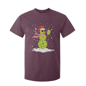 Pickleball Christmas T Shirt For Kid Santa Hat Snowman Xmas TS10 Maroon Print Your Wear