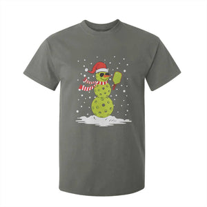 Pickleball Christmas T Shirt For Kid Santa Hat Snowman Xmas TS10 Military Green Print Your Wear