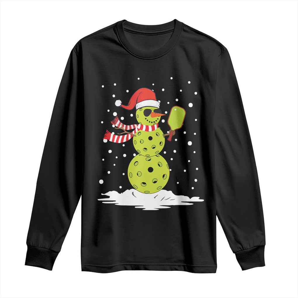 Pickleball Christmas Long Sleeve Shirt Santa Hat Snowman Xmas TS10 Black Print Your Wear