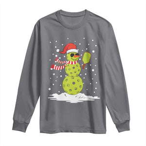 Pickleball Christmas Long Sleeve Shirt Santa Hat Snowman Xmas TS10 Charcoal Print Your Wear