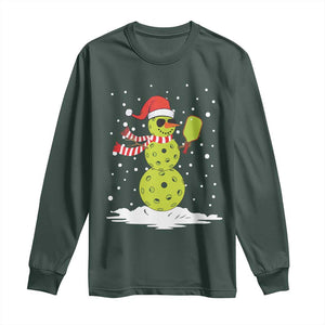 Pickleball Christmas Long Sleeve Shirt Santa Hat Snowman Xmas TS10 Dark Forest Green Print Your Wear