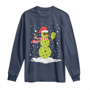 Pickleball Christmas Long Sleeve Shirt Santa Hat Snowman Xmas TS10 Navy Print Your Wear