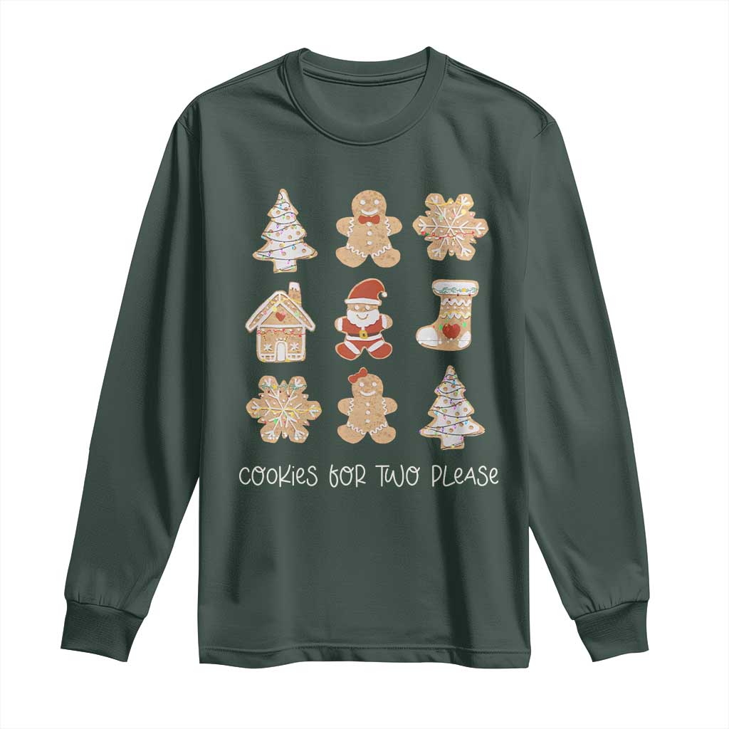 Christmas Pregnancy Announcement Long Sleeve Shirt Cookies For Two Please Maternity Gift TS10 Dark Forest Green Print Your Wear