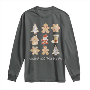 Christmas Pregnancy Announcement Long Sleeve Shirt Cookies For Two Please Maternity Gift TS10 Dark Heather Print Your Wear