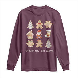 Christmas Pregnancy Announcement Long Sleeve Shirt Cookies For Two Please Maternity Gift TS10 Maroon Print Your Wear