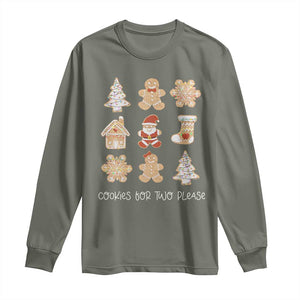 Christmas Pregnancy Announcement Long Sleeve Shirt Cookies For Two Please Maternity Gift TS10 Military Green Print Your Wear