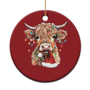 Xmas Cow Christmas Ornament Highland Cow Lights Santa Hats Farm Xmas TS10 Print Your Wear