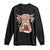 Christmas Cow Long Sleeve Shirt Highland Cow Lights Santa Hats Farm Xmas TS10 Black Print Your Wear