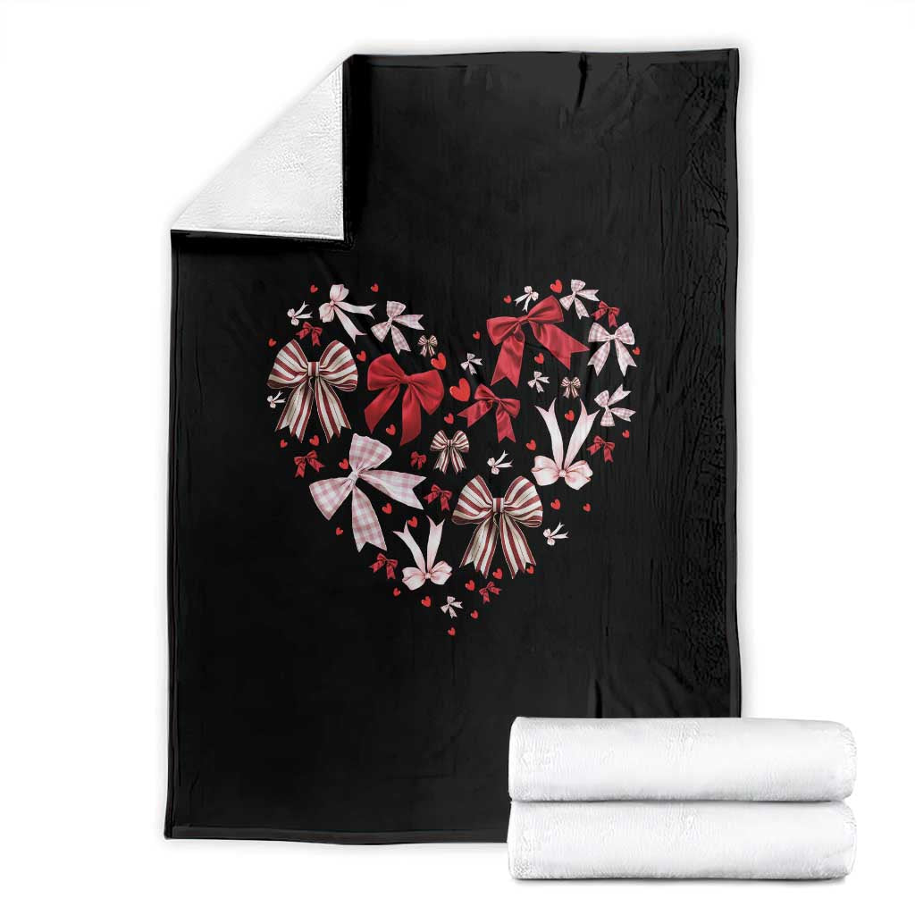 Coquette Valentine's Day Heart Bow Throw Blanket TS10 Black Print Your Wear